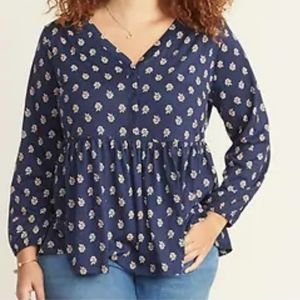 [Old Navy] Plus Printed Peplum-Hem Top